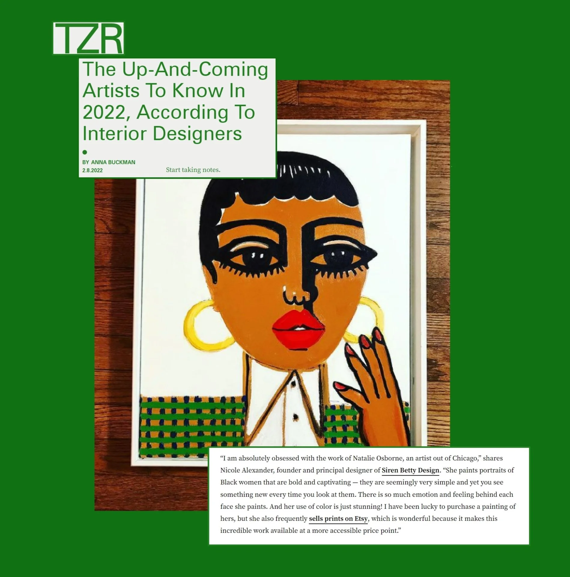 The Zoe Report press for Siren Betty Design.