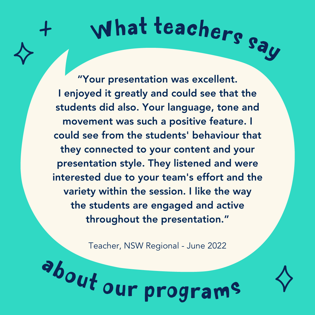 “Your presentation was excellent. I enjoyed it greatly and could see that the students did also. Your language, tone and movement was such a positive feature. I could see from the students' behavi.png