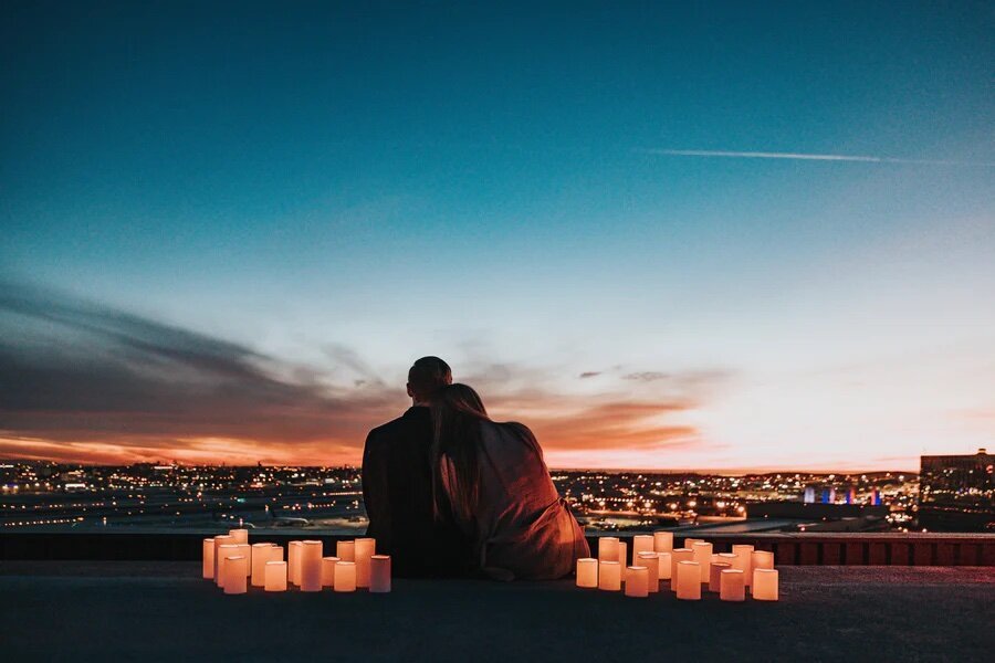 Mandy and Justin on a rooftop (yep, this happens...)