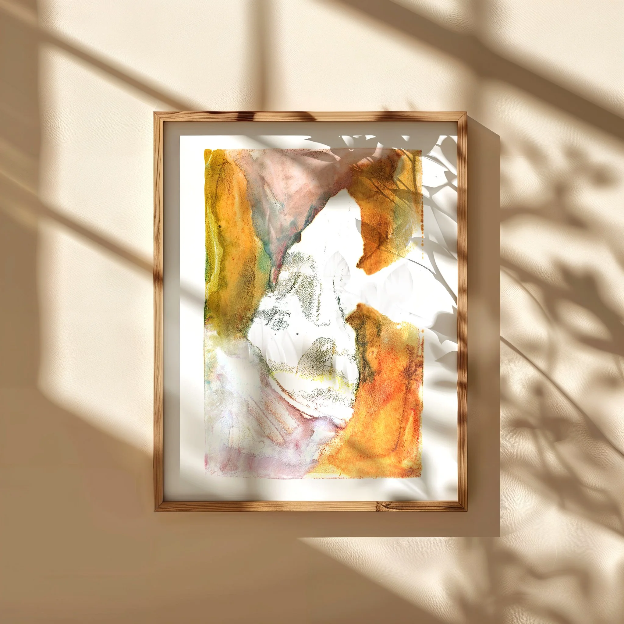 Emergence, abstract encaustic monotype on abaca paper by Melissa McGill, from the Field Conditions series.