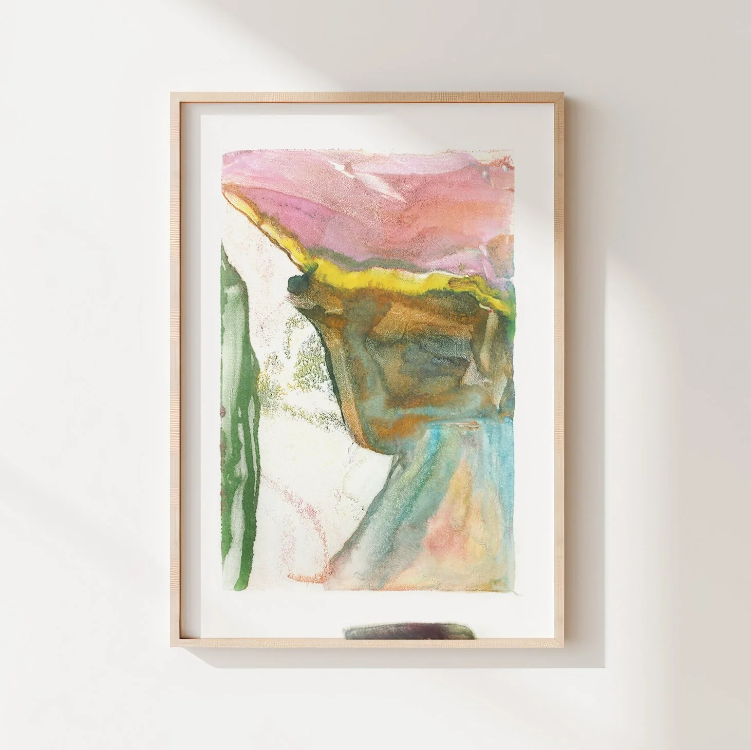 Watershed, abstract encaustic monotype on abaca paper by Melissa McGill, from the Field Conditions series.