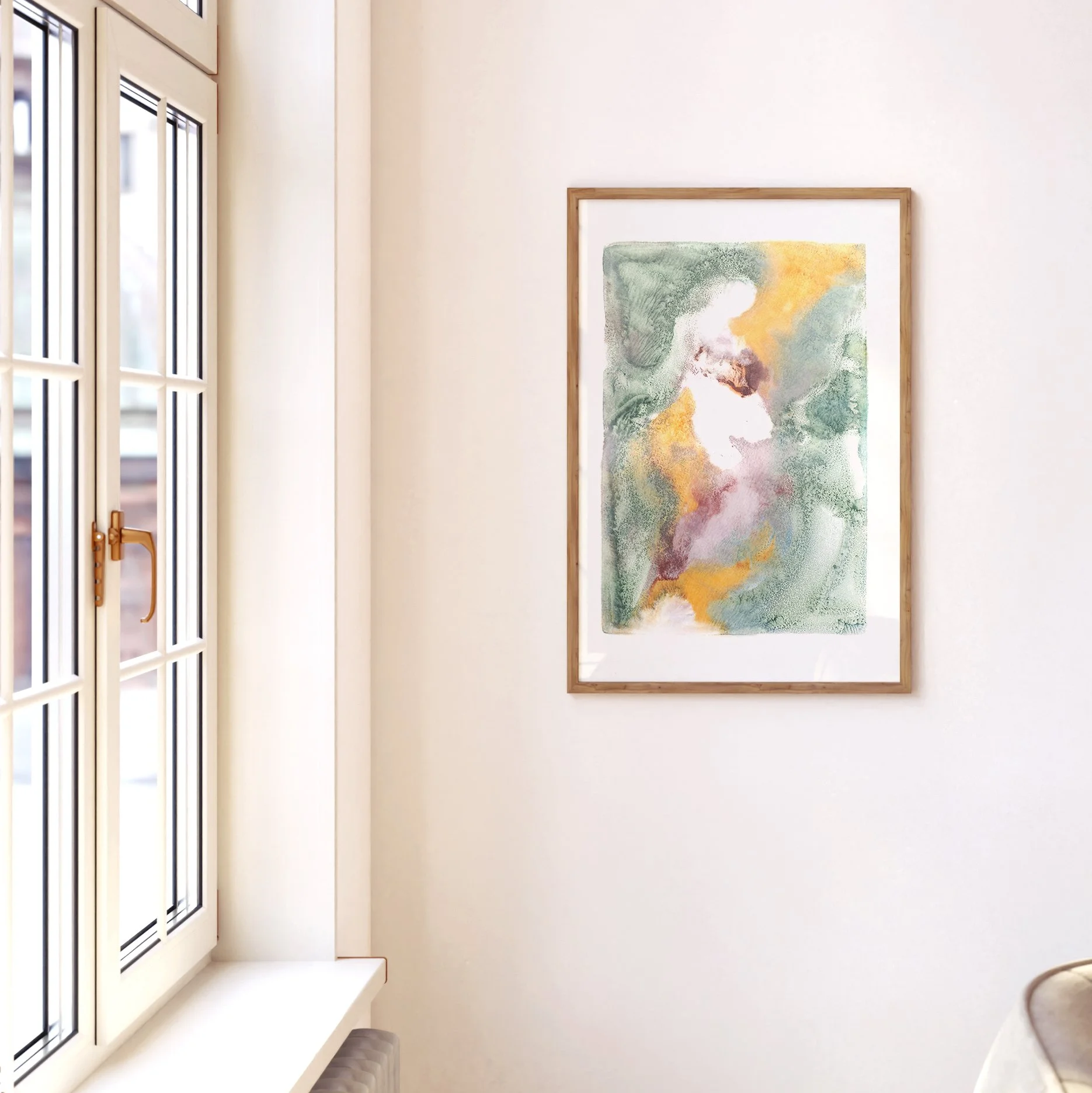 Intergrade, abstract encaustic monotype on abaca paper by Melissa McGill, from the Field Conditions series.