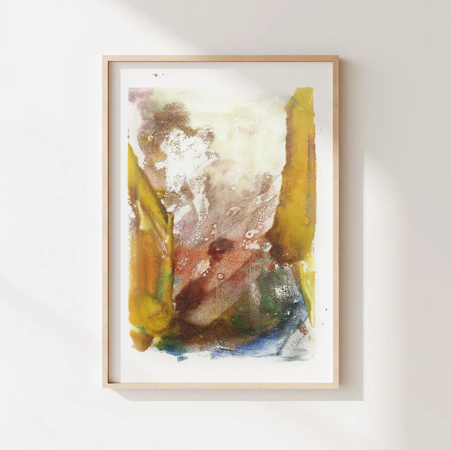 Alluvium, abstract encaustic monotype on abaca paper by Melissa McGill, from the Field Conditions series.