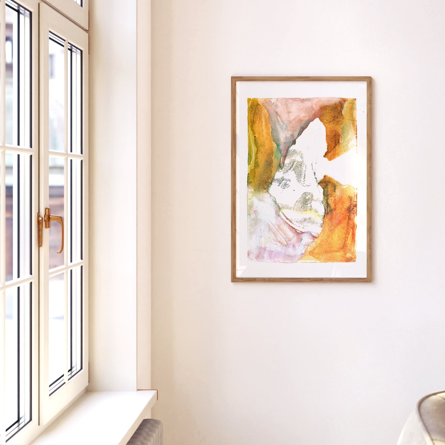 Emergence, abstract encaustic monotype on abaca paper by Melissa McGill, from the Field Conditions series.