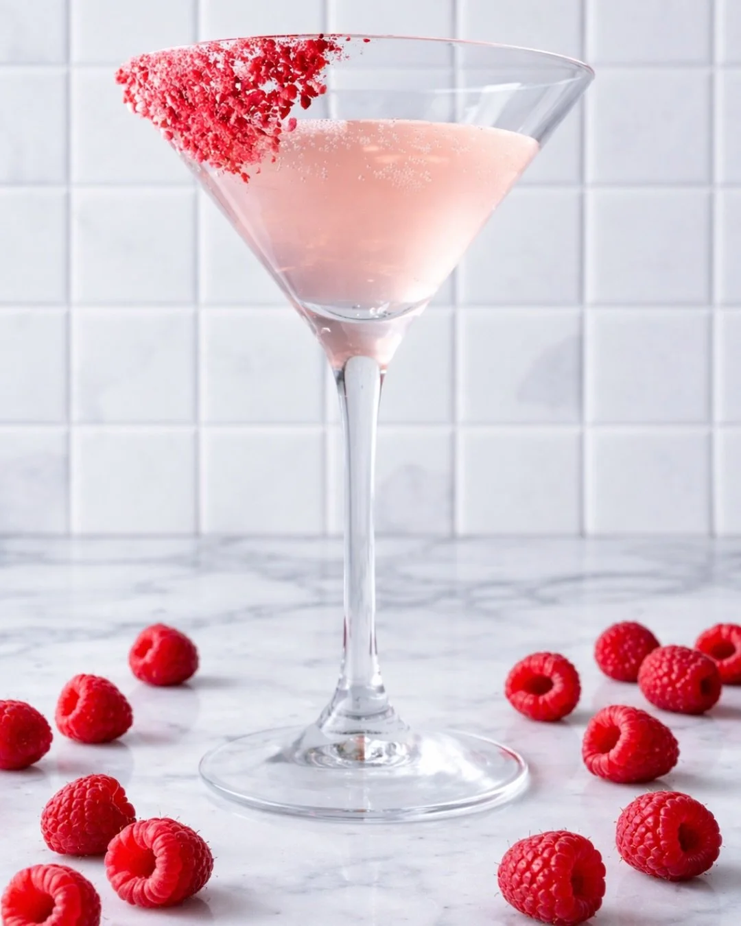 Don&rsquo;t let the pretty pink fool you. This girl packs a flavor punch.  Make a Raspberry Lychee Martini tonight.