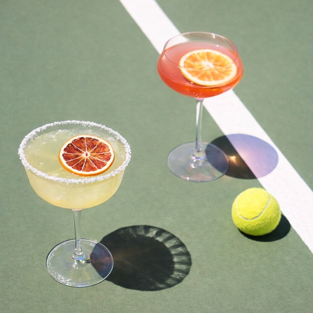 This weekend&rsquo;s match-ups:
🍊 Negroni vs 🍓 Frozen Marg
🍋&zwj;🟩margarita vs 🍊blood orange spritz
🎾 Baseline seats only
🧂 Garnish Game on the rim &amp; in the glass
AO on the screen, cocktails in hand &mdash; we&rsquo;re ready.