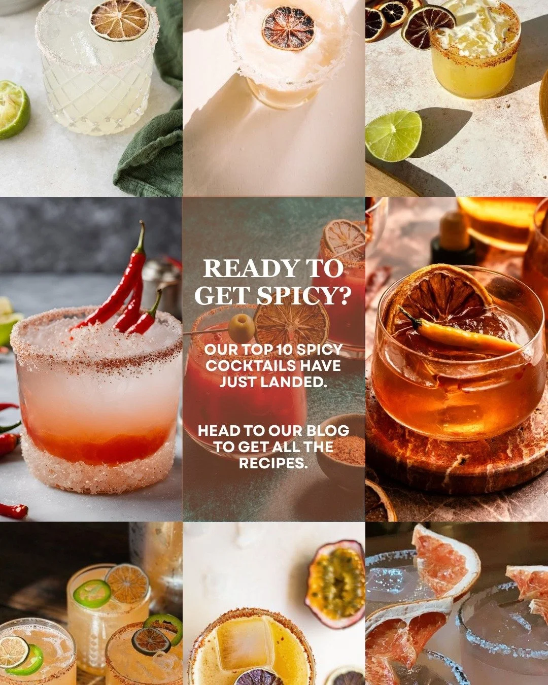 Get inspired with our latest spicy cocktail recipes. Drop SPICY in the comments and we'll send you the link to:
Spicy Margarita
Spicy Paloma
Spicy Pineapple Margarita
Mango Chilli Margarita
Bloody Maria
Vampiro
Michelada
Spicy Mezcal Old Fashioned
Ra