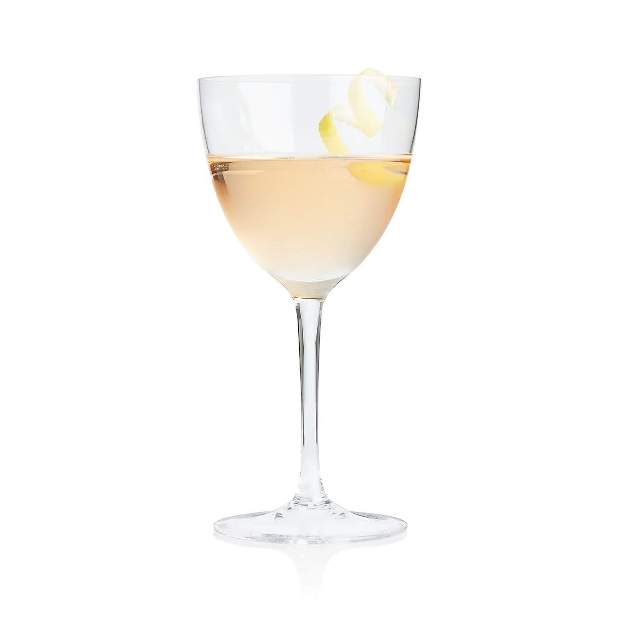 Nick and Nora glass lemon twist garnish