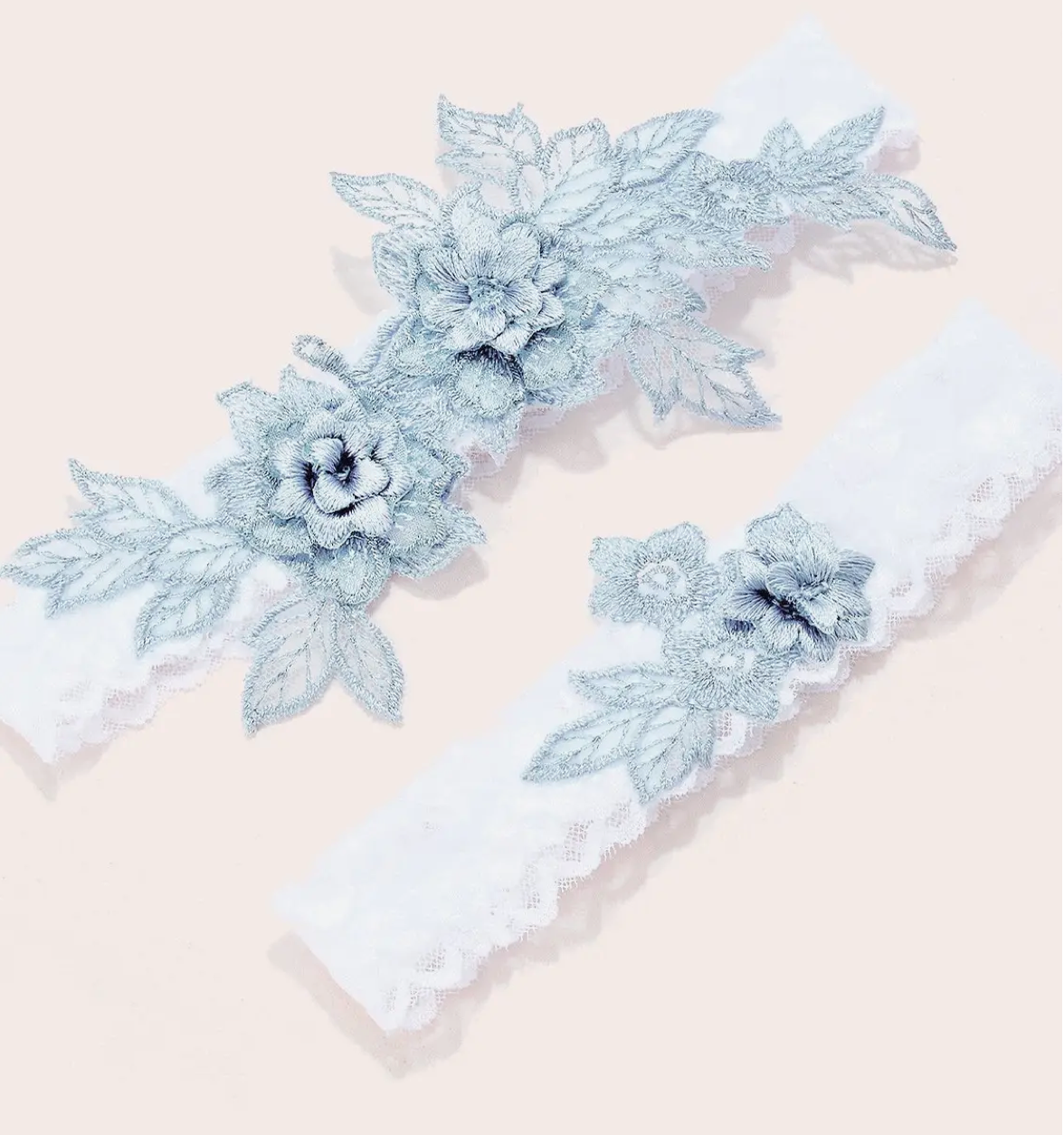 Blue and White Garter Set