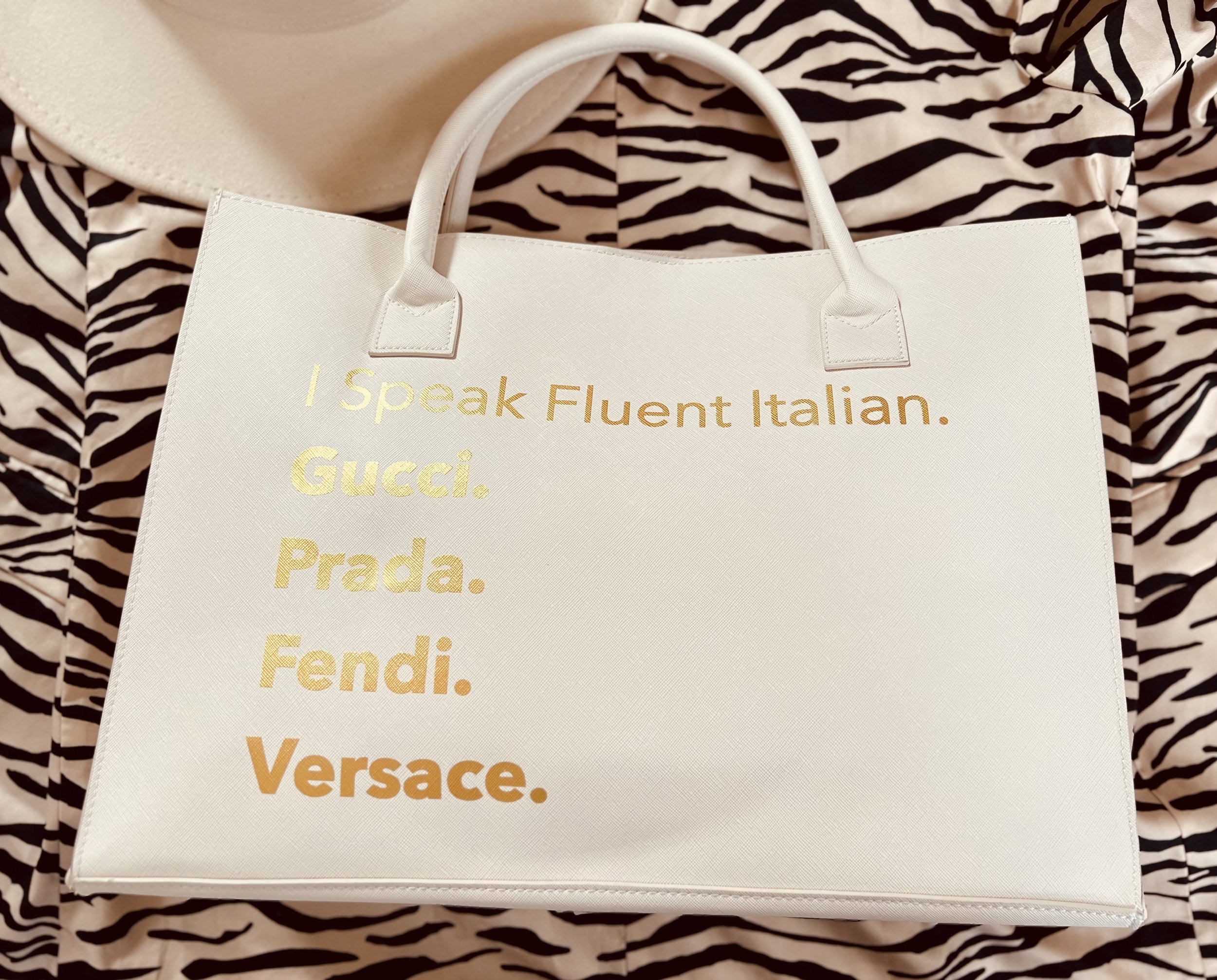 I SPEAK Gucci Prada Fendi Versace Vegan Tote 