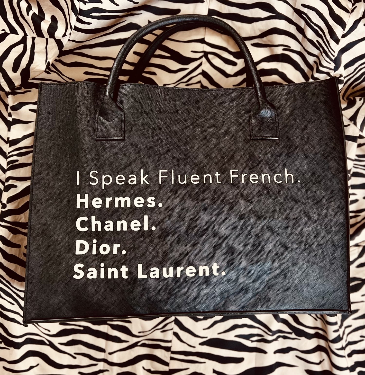 I Speak Fluent French” Vegan Leather Tote Bags — AABÀ Boutique