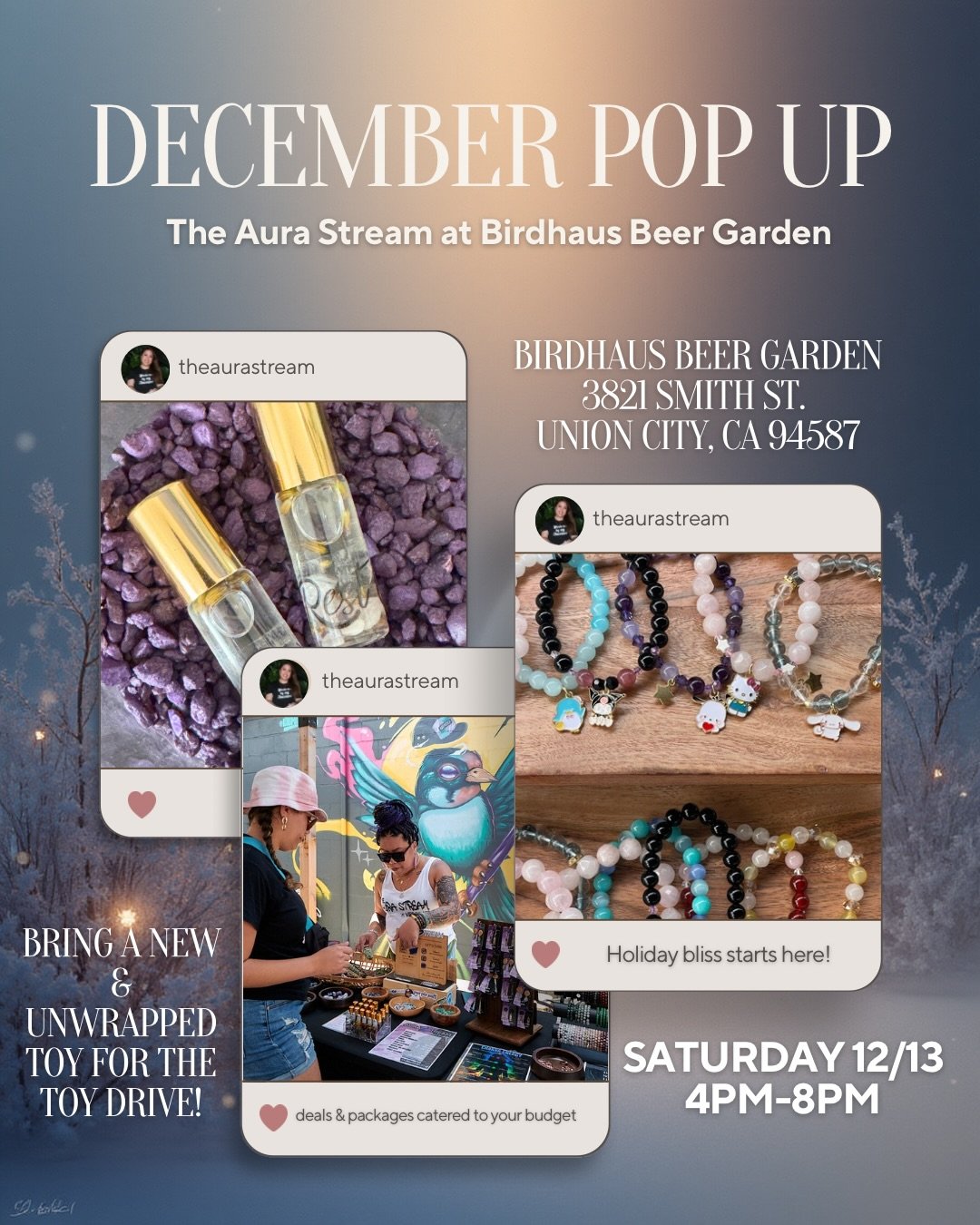 🎄 &rsquo;Tis the season for mindful gifting 🎄
Catch me at my December Pop-Ups (both FREE events) for your last chance to grab stocking stuffers, holiday sets, and wellness gifts 🎁 handmade with intention.

❄️ Birdhaus Beer Garden &mdash; Union Cit