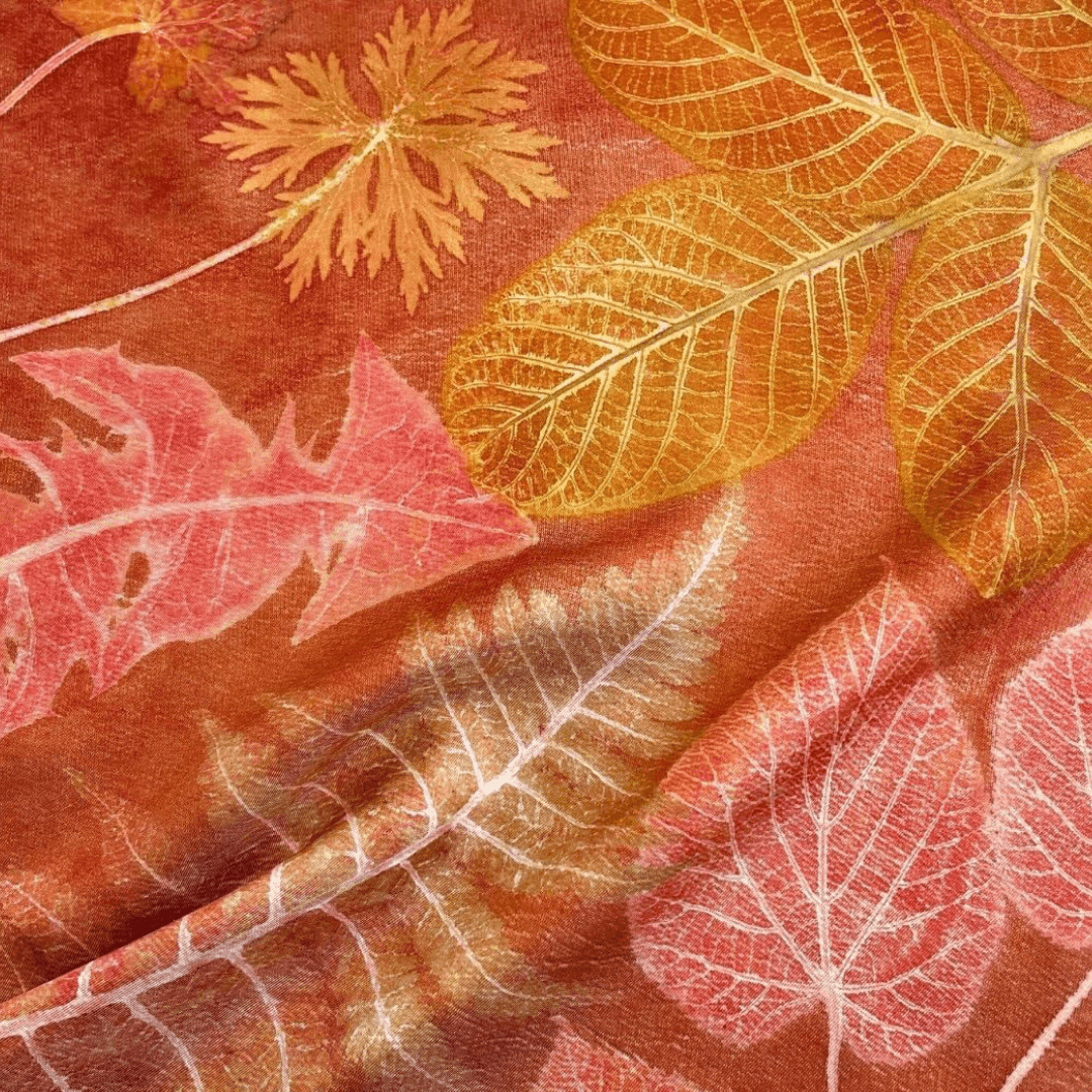 Warm Orange and Coral Ecoprint with Madder Root
