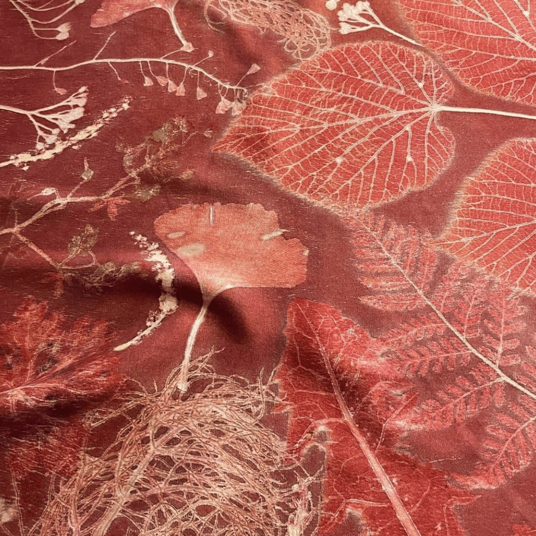 Red Madder Root Ecoprint with Botanical Details