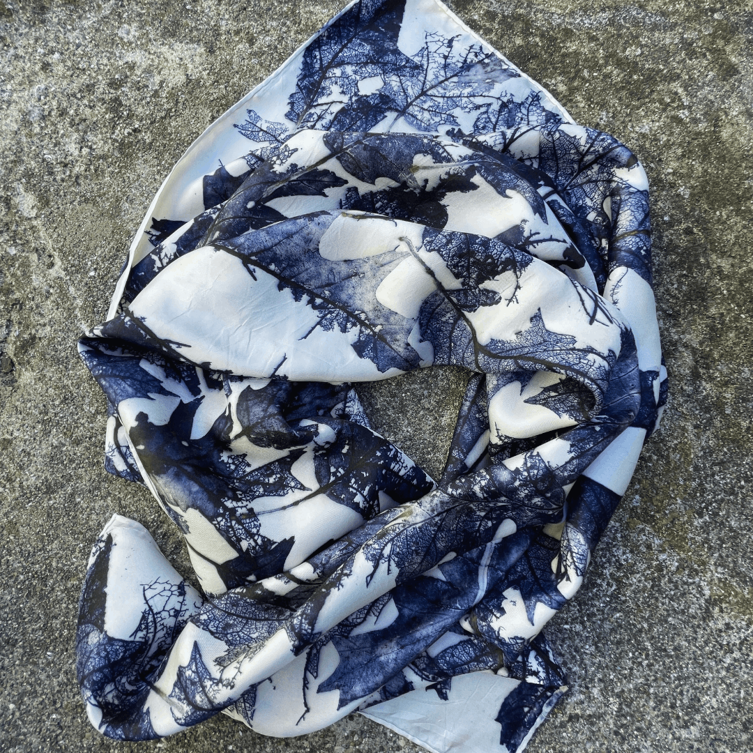 Botanical Printed Scarf with Decayed Plant Material
