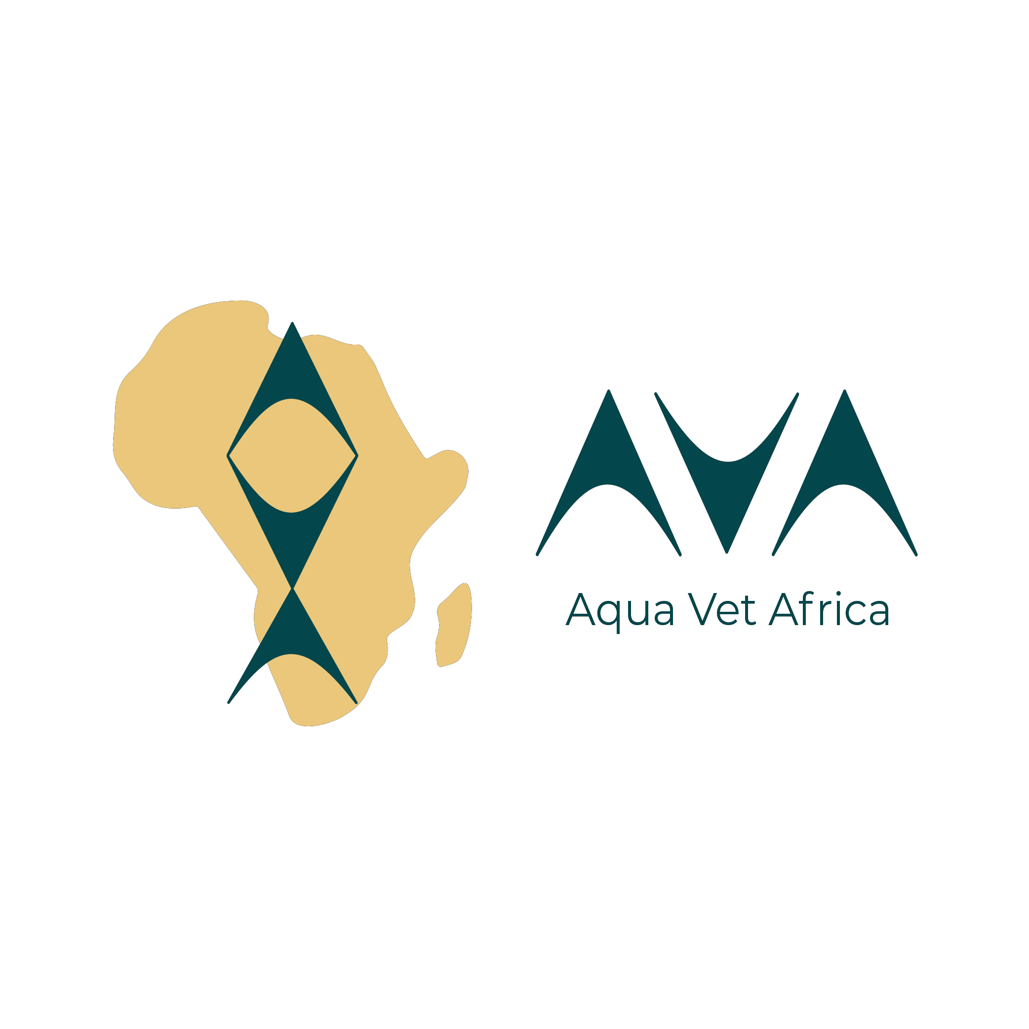 Logo for Aqua Vet Africa featuring a stylized Africa map with an overlaid veterinary symbol and the text 'Aqua Vet Africa' on a black background.