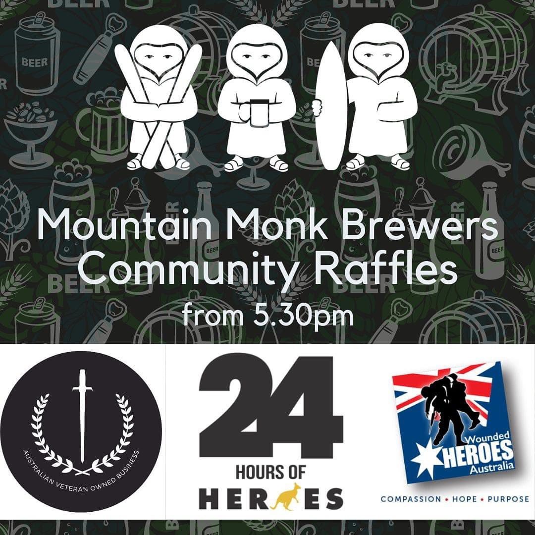 Support our veterans now, leading up to ANZAC DAY, and win amazing prizes! 

Join Mountain Monk Brewers in supporting Crossfit TMA&rsquo;s 24-Hour Challenge by purchasing raffle tickets tonight from 5.30pm. Your contribution will directly help vetera