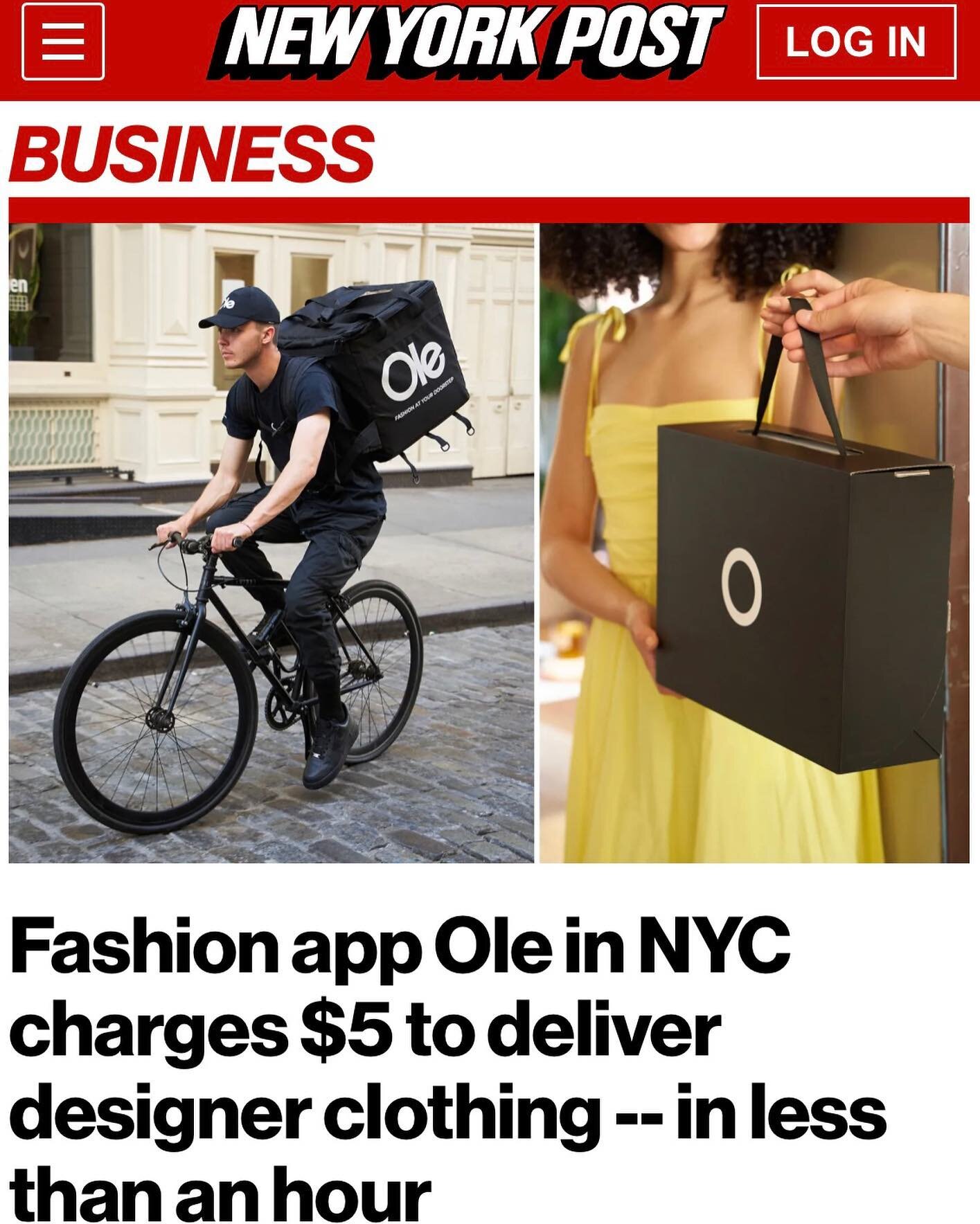 Our fashion obsessed couriers are taking over NYC 💫bringing the top NYC stores in 50 minutes along with the option to try at home and make immediate returns! Thank you @nypost for sharing our story and to our amazing partners, the top NYC fashion st
