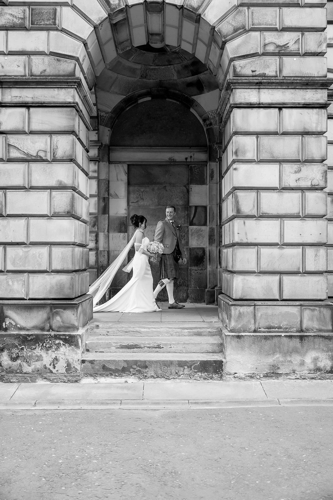 Bride and groom on their wedding day for a luxury wedding in Scotland.