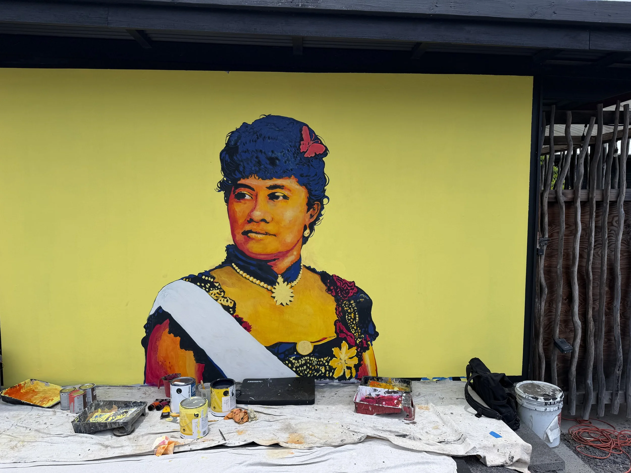 August 2026: Queen Lil’uokalani (in progress) a mural for Nicholson construction located in Kona HI