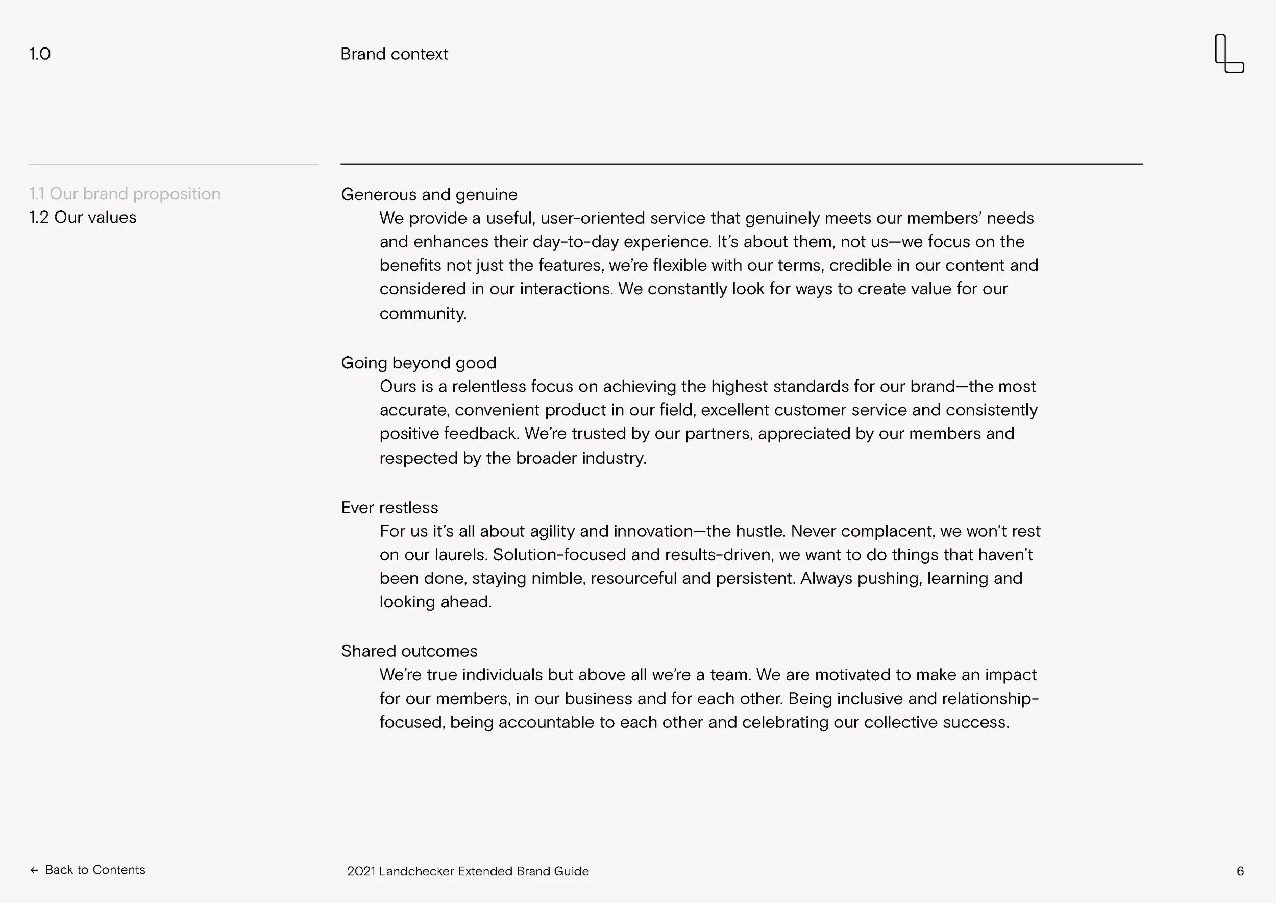 Pages from the extended brand guide -values by Archetype