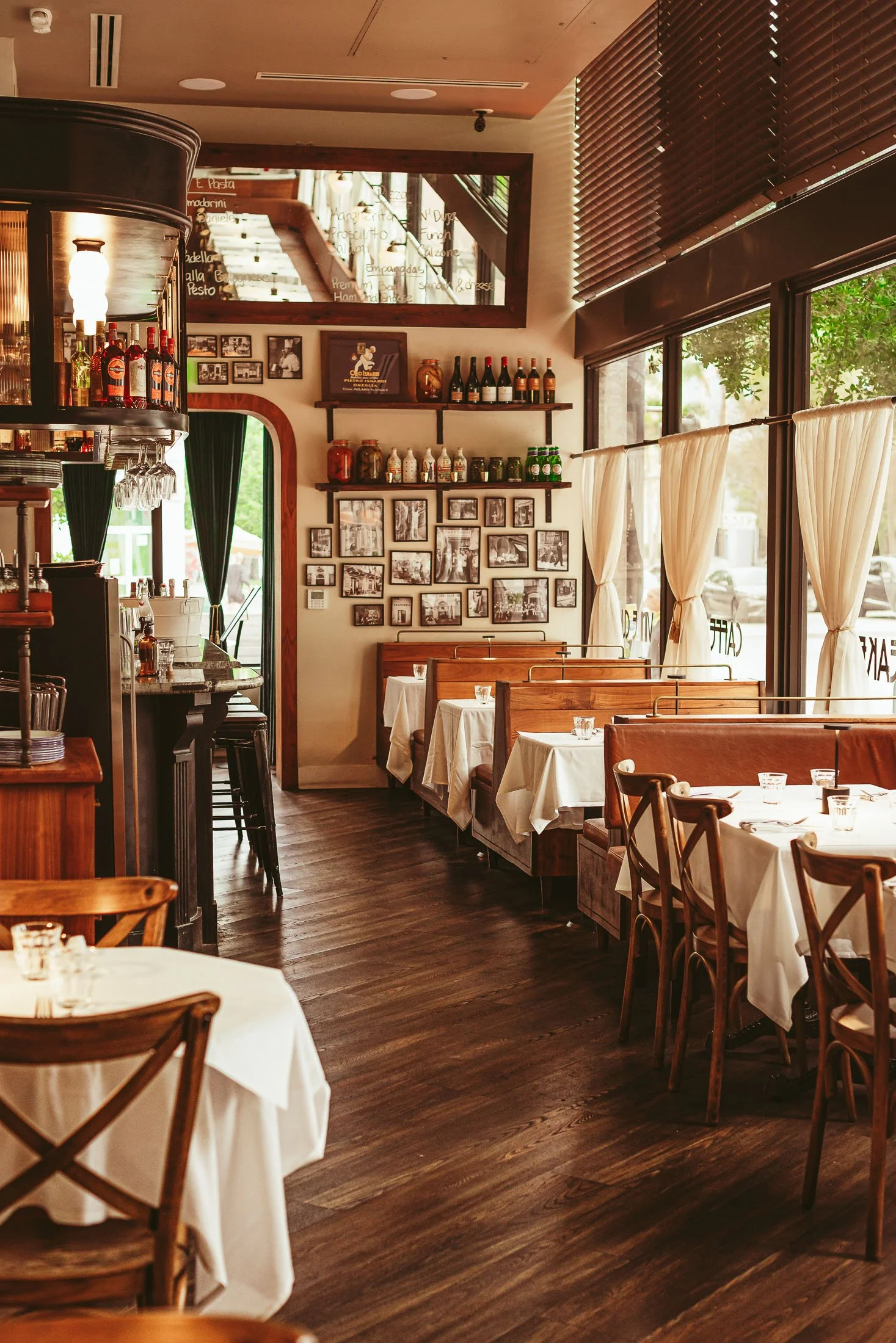 Restaurant interior photography in Miami showcasing architectural details and design of a fine dining space