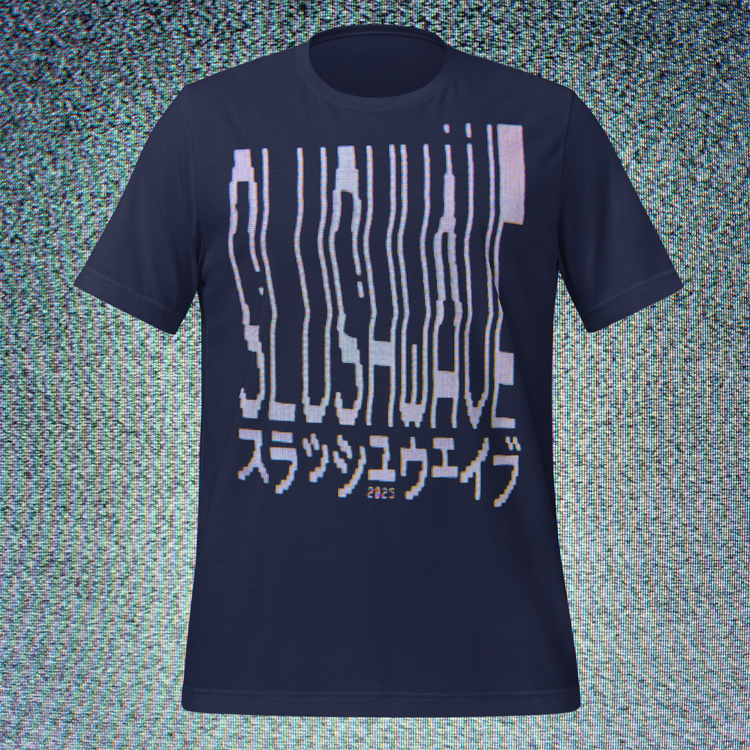 Slushwave Glitch (Navy Blue Unisex T-Shirt)