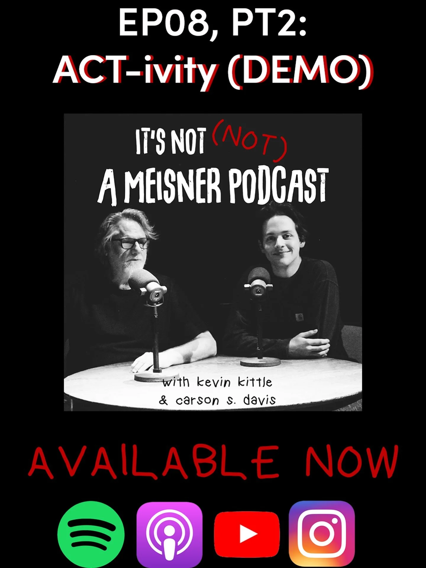 🚨 EP08, PT2: ACT-ivity (A VISUAL DEMO) is available now on all streaming platforms. 

⭐️ This episode features demonstrations of Meisner&rsquo;s Independent Activity exercise with powerhouse actors such as @ryannmyers127 @__lacami__ &amp; Will Ehren
