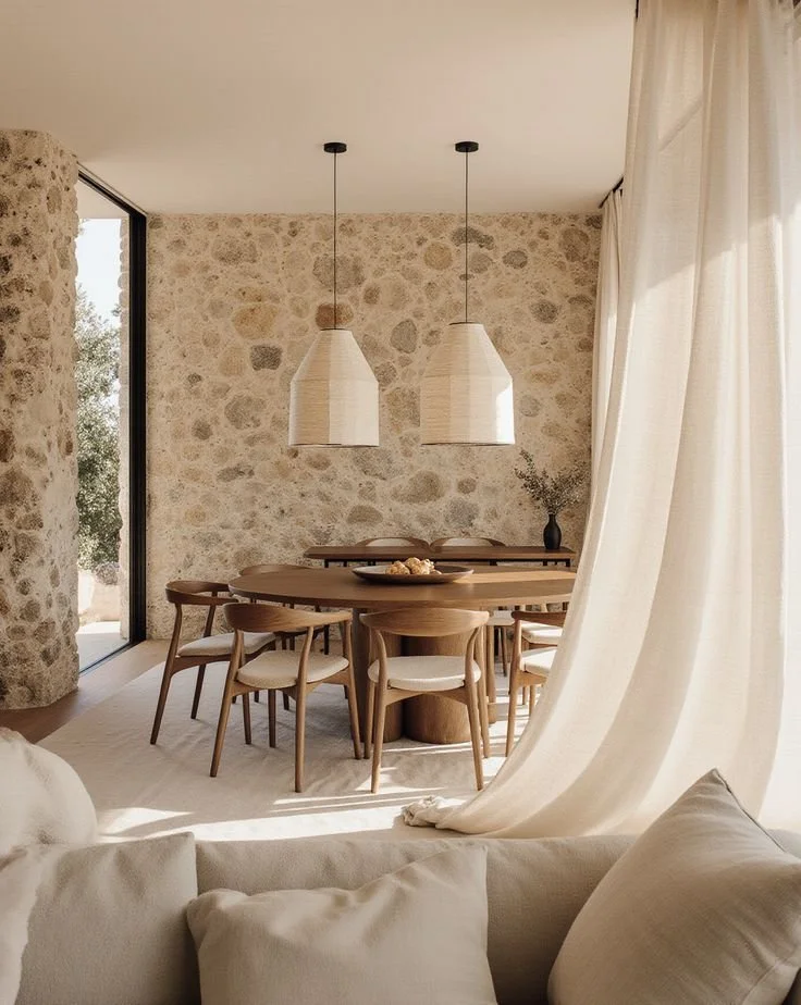 mediterranean interior stone wall