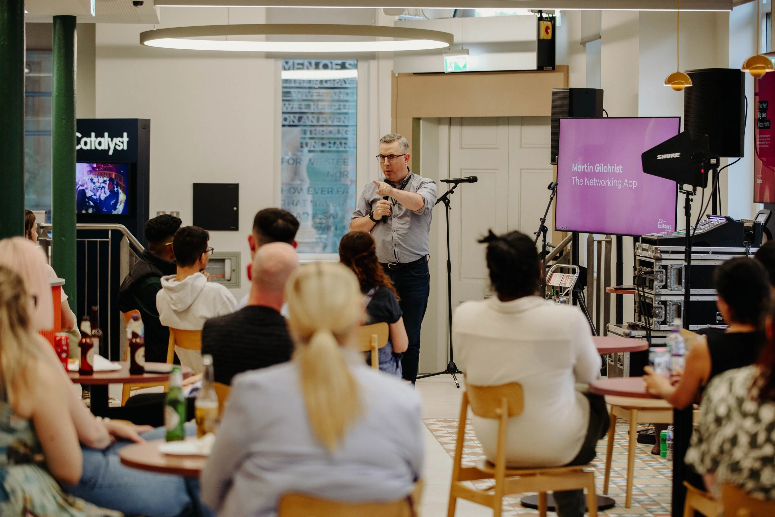 Founder presenting during Pitch n' Pint
