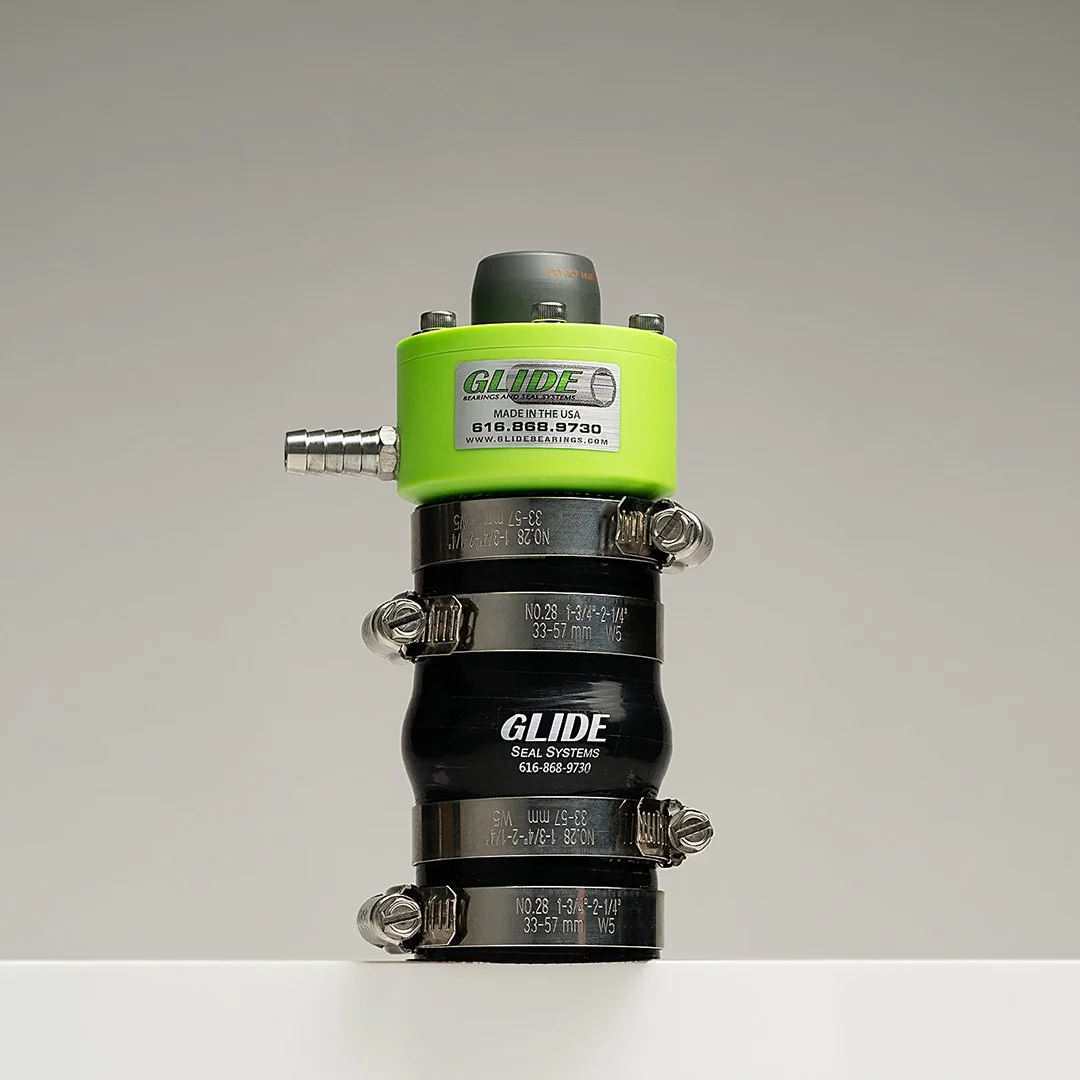 Black and chartreuse assembled product on neutral background