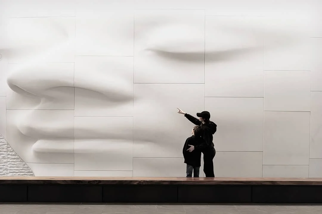Mother and Child Looking at Architectural Commercial Photography Grand Rapids Michigan
