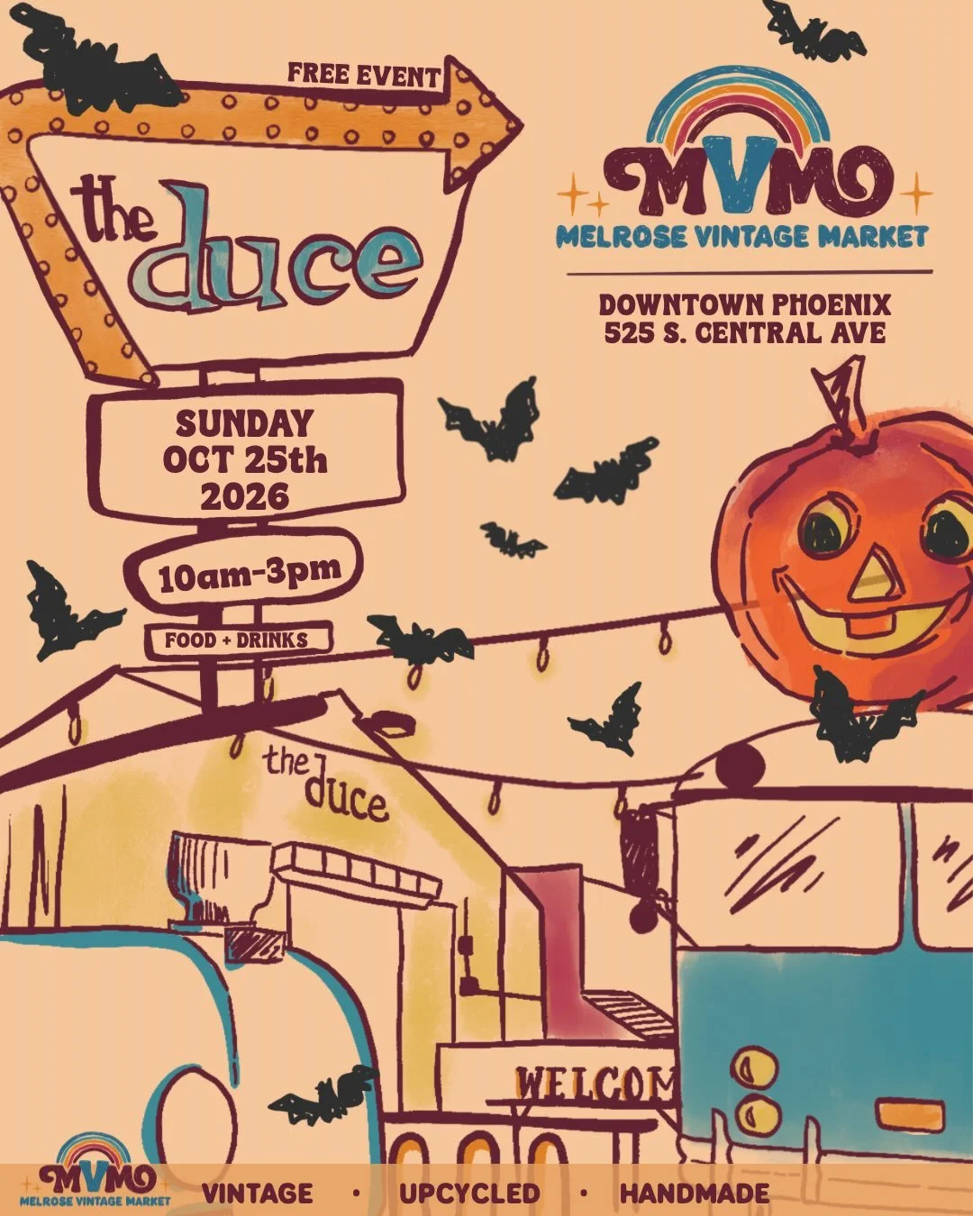 DOWNTOWN PHOENIX, COME BRUNCH WITH US. 🌈🍳🍹

Spooky season is creeping in, and we&rsquo;re bringing Melrose Vintage Market back to The Duce on Sunday, October 25! 👻

We&rsquo;re filling the place with really good vintage, home d&eacute;cor and fur