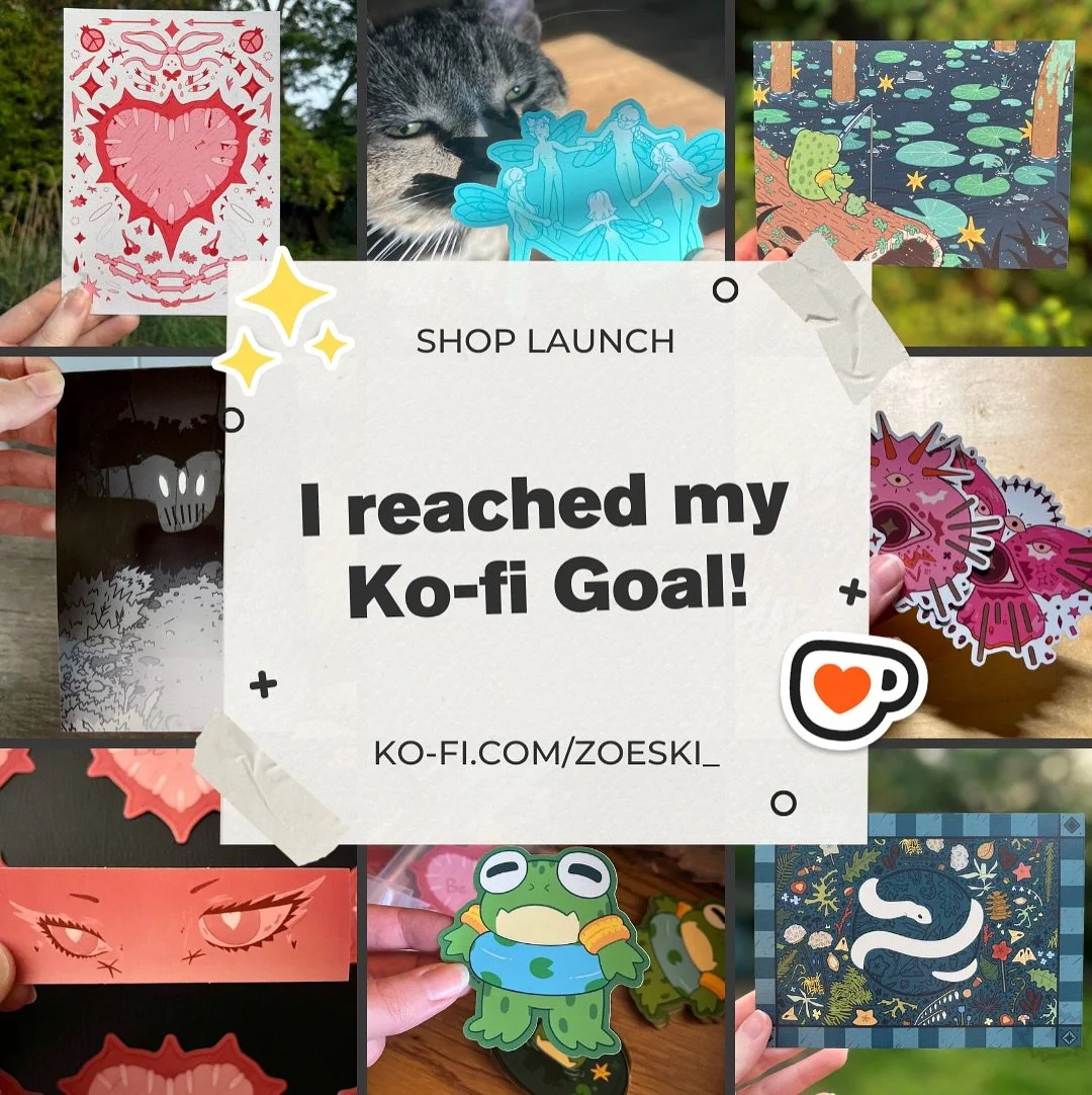 We&rsquo;ve reached our goal!! 🥳

You may have noticed that we&rsquo;ve met our funding goal on k0fi for our shop launch !! Thank you to everyone who contributed and supported the fund these last few months. 

What this means now is that I have to g