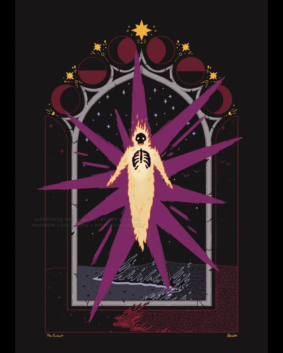 Take a good, long look 👁️

I spend much more time than I'd like to admit on the little details, so it's only fair I show them off as much as I can.

THE COMET was the exclusive art print created for and funded by our monthly supporters 💖 every mont