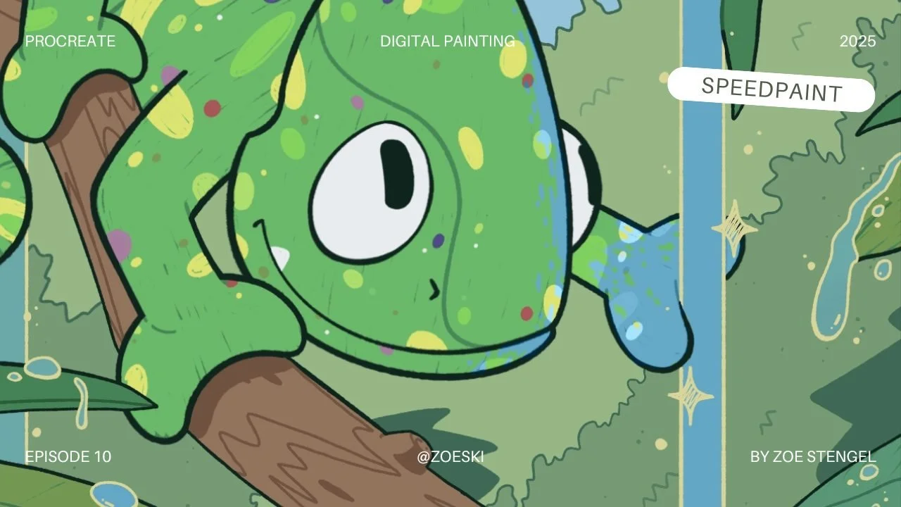Draw with me this cute chameleon lover piece - as seen in our Change of Scenery digital wallpaper and icon pack 🦎

Watch the speedpaint on YT and grab the pack to match on K0fi

We love these little guys 🥺

#art #illustration #cuteart #artshop #liz