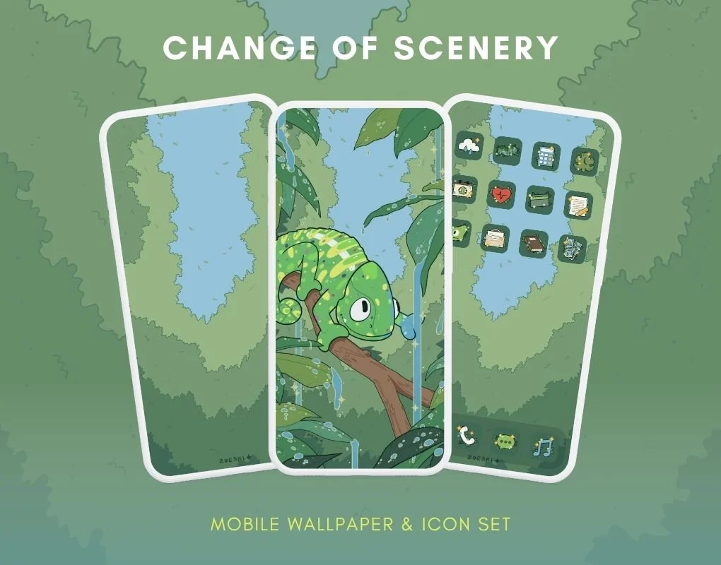 New wallpaper and icon pack in shop 🦎

Available anywhere I sell digital packs (which is everywhere), grab it now for this chameleon lover pack!

It&rsquo;s me, I&rsquo;m the chameleon lover. 

One of my favorite custom app icon packs I&rsquo;ve don