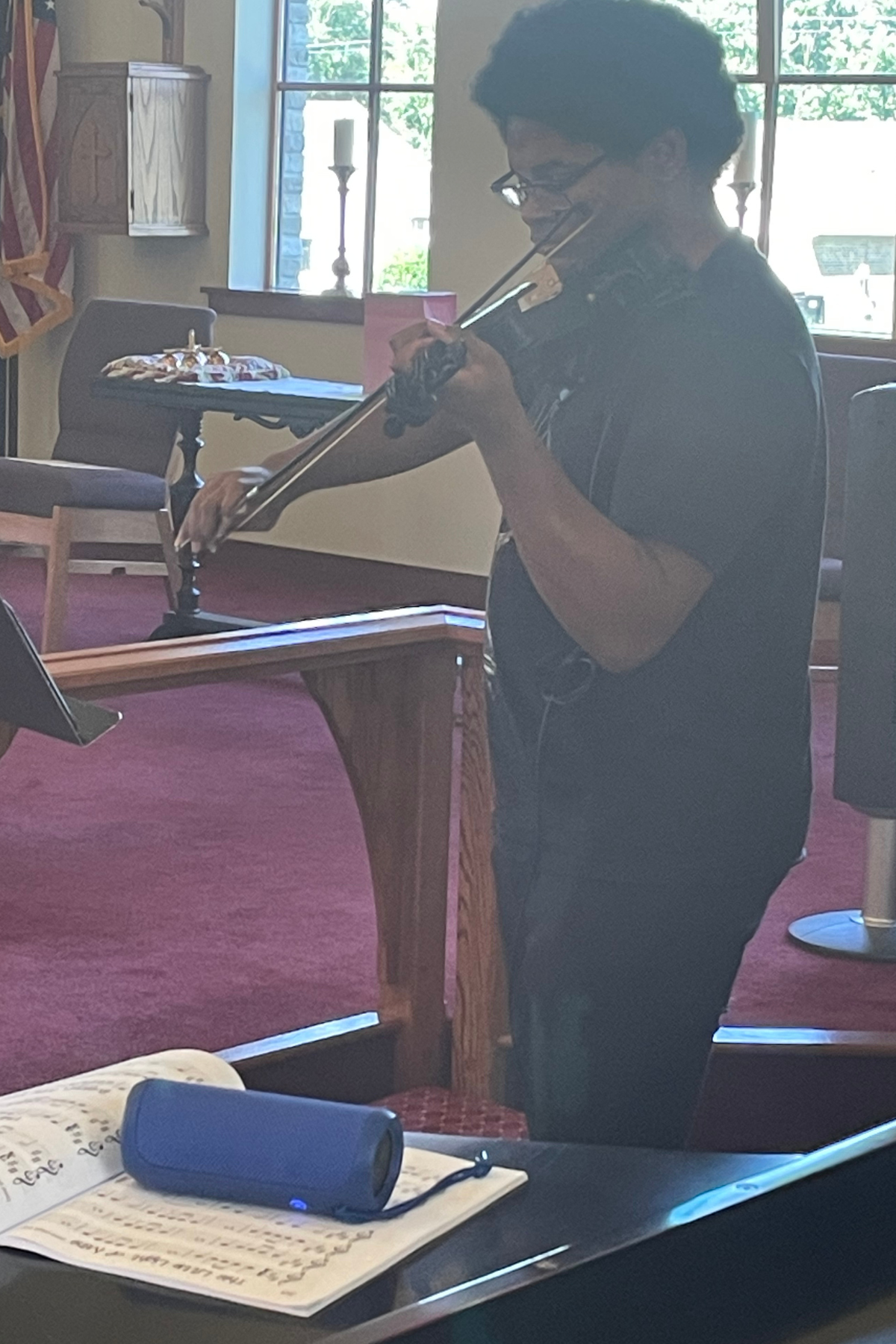 Elaine's electric violin student