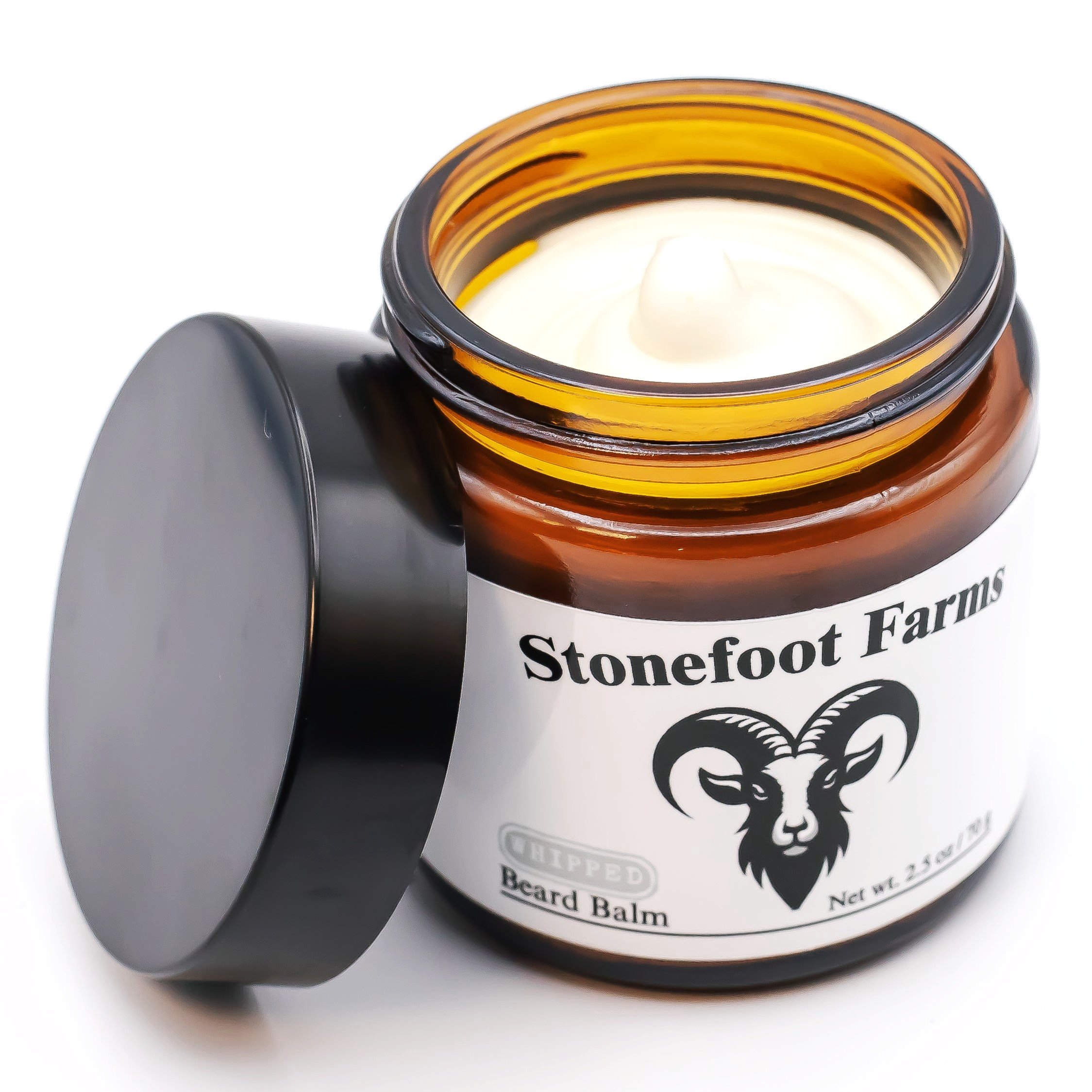 Stonefoot Farms Whipped Beard Balm – Lightweight hydration with a whipped texture for soft beard styling and skin nourishment. Infused with goat's milk for natural beard care.