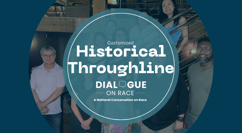 Dialogue on Race graphic for a customized Historical Throughline experience, featuring members of the Dialogue on Race community.