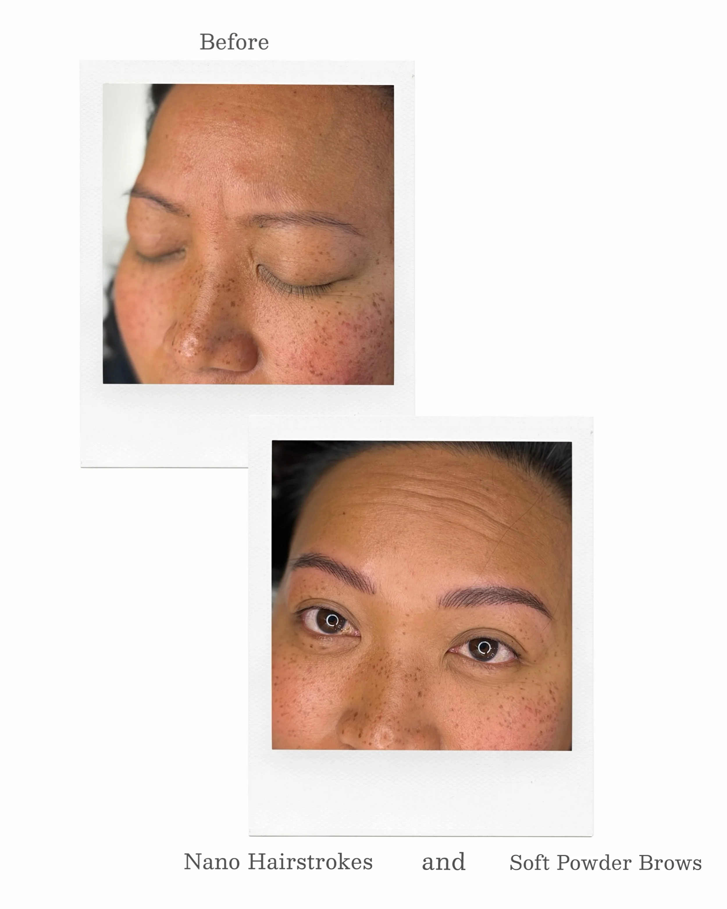 Her brow goals: fuller, natural looking brows with a little more definition, wake up with brows she doesn&rsquo;t have to pencil in everyday. 🤍

We did Nano Hairstrokes + Soft Powder Brow Shading for a natural, soft yet defined finish. *Color will f