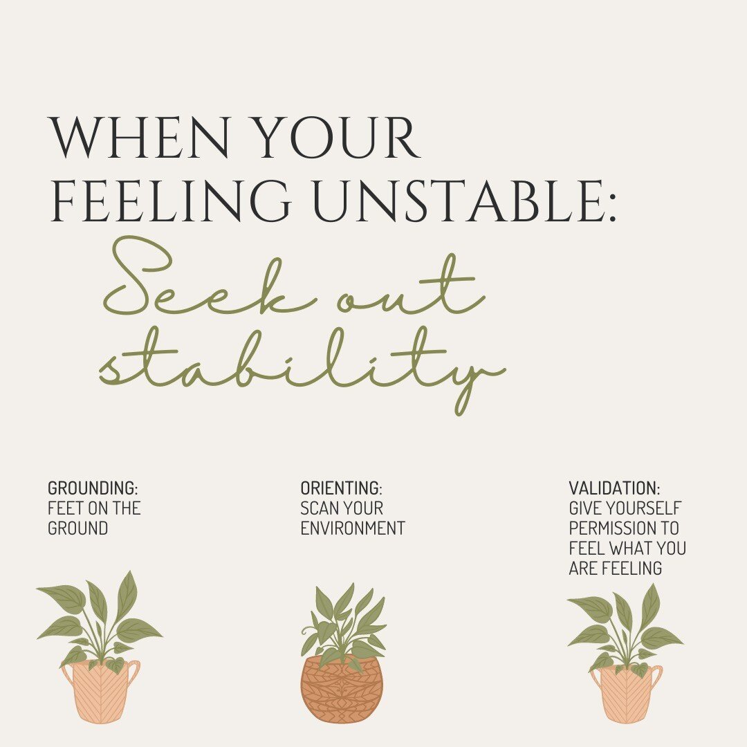 What are some of the signs that you notice when you feel unbalanced or unstable? How does it show up for you in your body?
Bringing in curiosity, and begin to name sensations in the body, thoughts, feelings or impulses that may arise.
Finding ways to