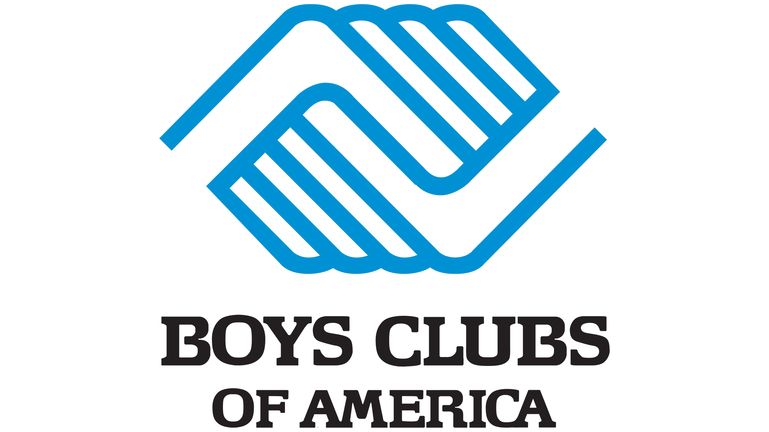 Logo with a stylized blue hand and diamond shape, text reads "Boys Clubs of America."