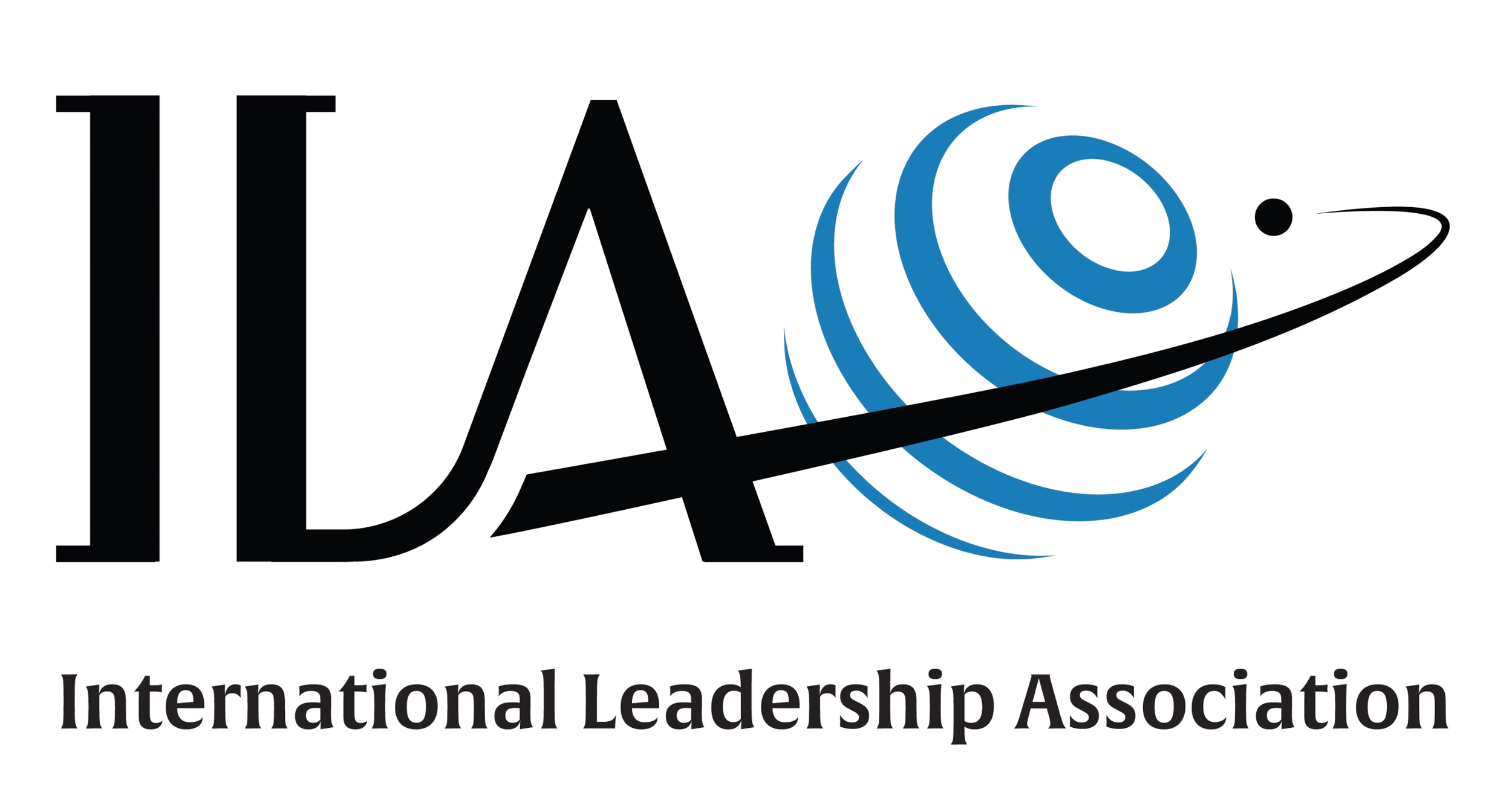 Logo of the International Leadership Association with stylized text and graphic elements.