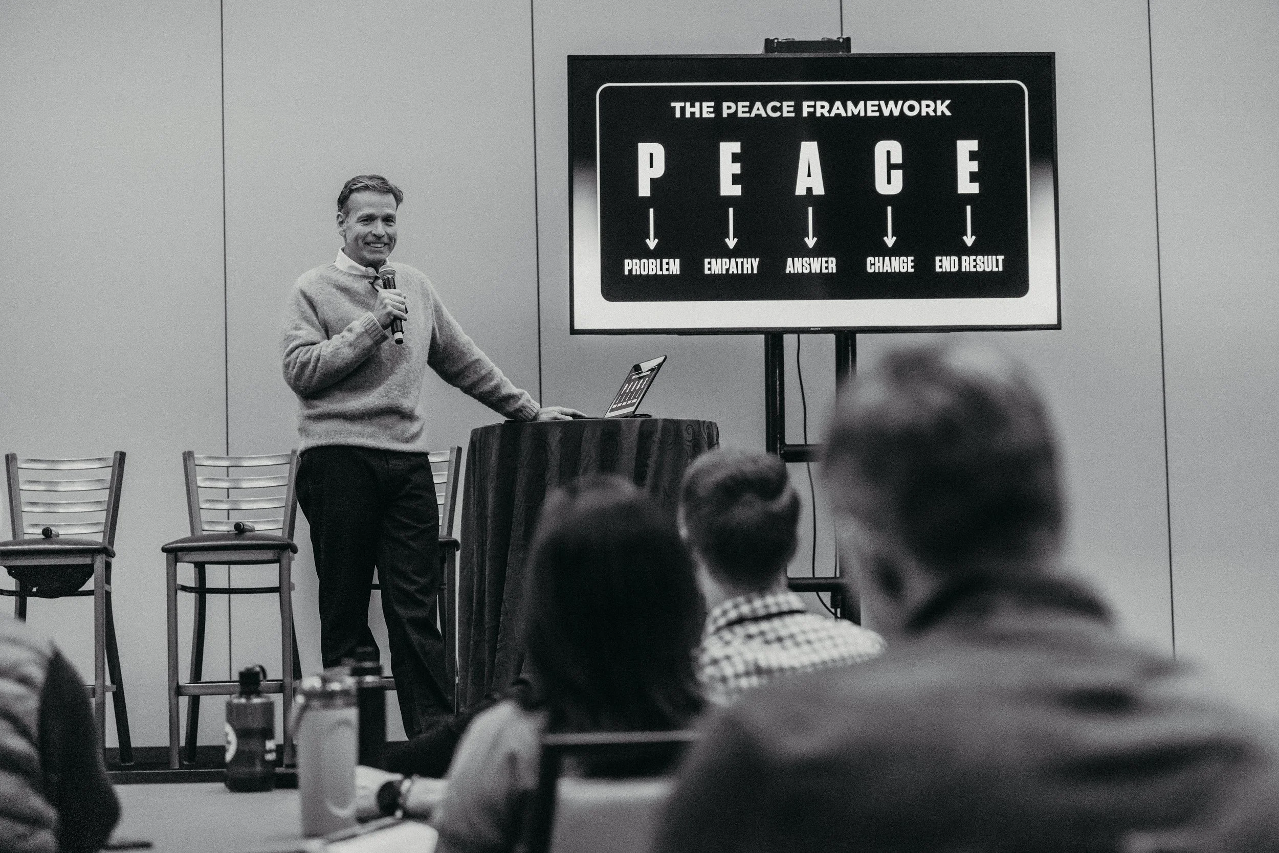 Donald Miller presenting the PEACE framework to me and other StoryBrand Certified Guides.