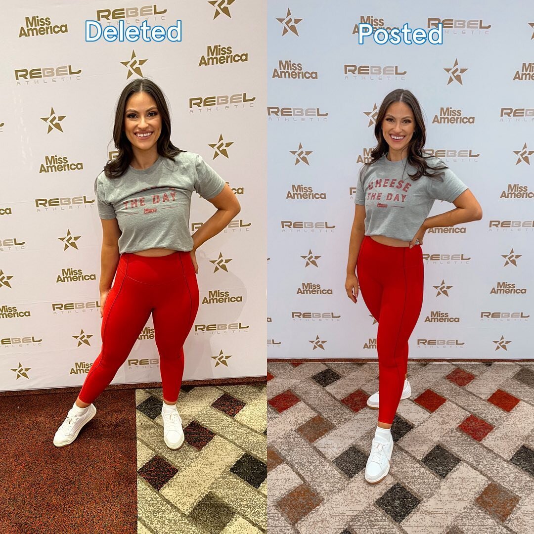 At @missamerica week and we&rsquo;ll&hellip; I have been taking a lot of photos 

So both photos were taken right after one another. Same day. Same me. Same outfit. 

Here&rsquo;s the difference 
- camera angle 
- posture 
- color filter 
- lighting 