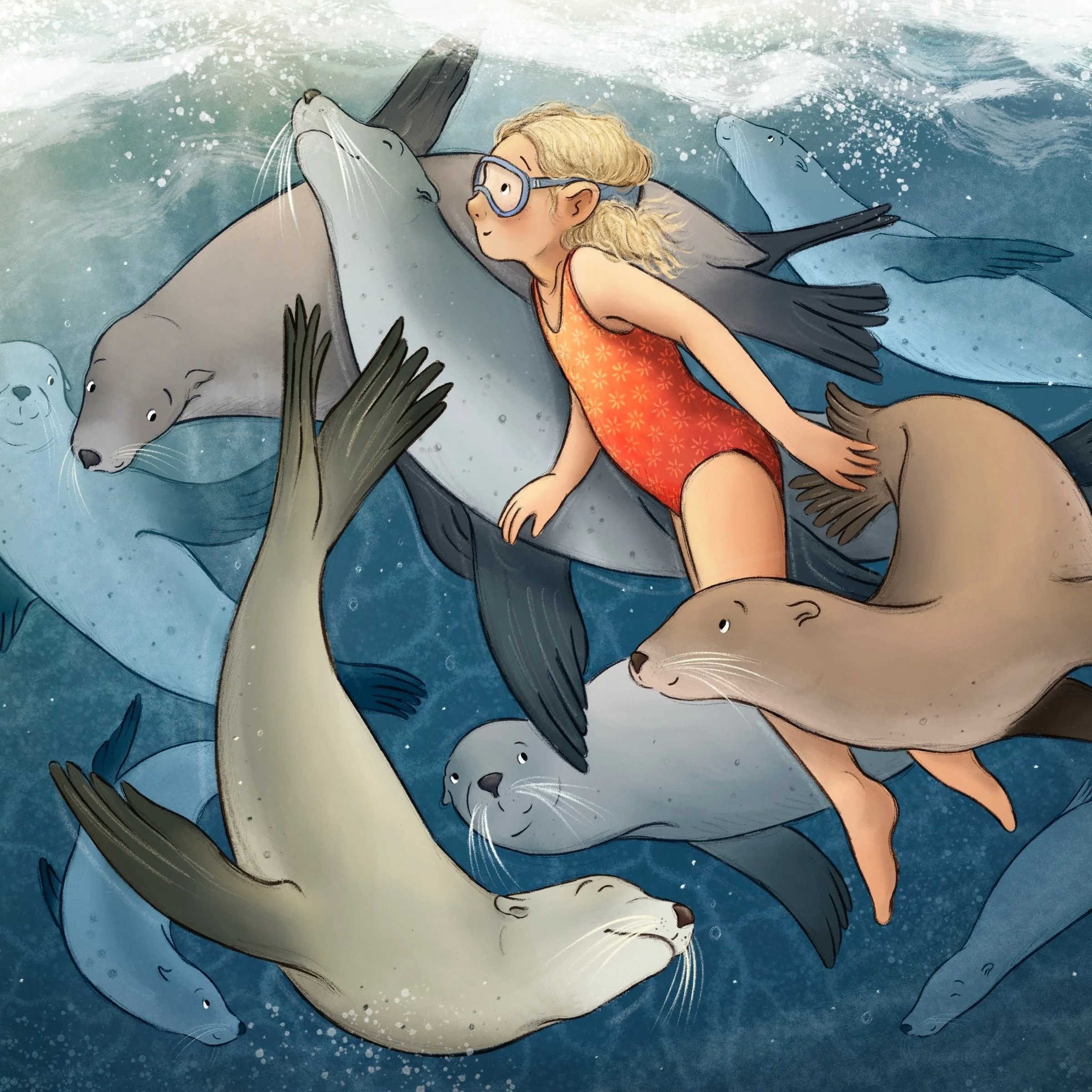 Oh to be swimming among a raft of sea lions 🦭🌊

This one has had me in a perfectionist chokehold for daysss! Anyone else find it impossible to just call a piece finished?! I agonise over final tweaks until I almost convince myself to ditch the whol