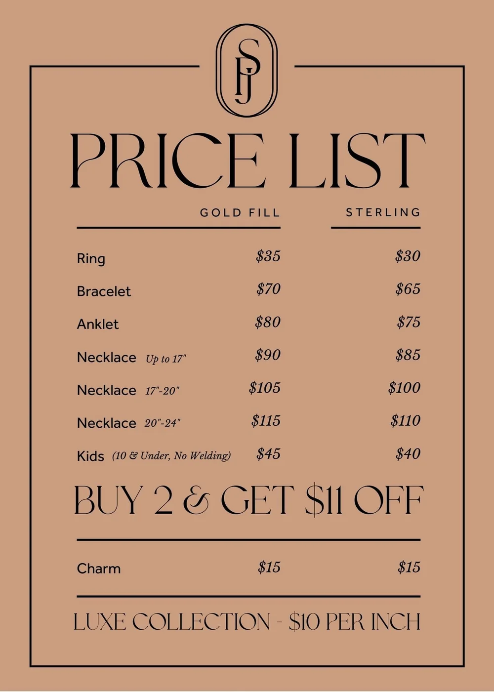 Pricing — Saldare Permanent Jewelry