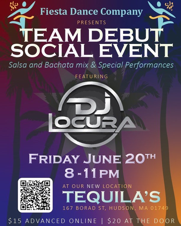 This Friday!! Tickets $15 in advance at www.fiestadancecompany.com come help us celebrate our teams debut at our beautiful new location Tequilas in Hudson #fiestadancecompanyevents