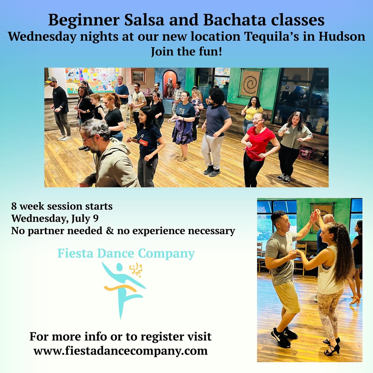 Have you always wanted to try salsa dancing?  here&rsquo;s your chance new session starts Wednesday, July 9 no partner needed and no experience necessary. #comedancewithus❤️